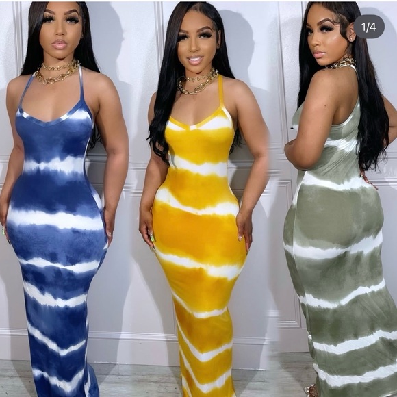 capella Dresses & Skirts - Set of 4-Tie-Dye V-Neck Bodycon Maxi Dresses